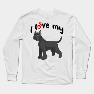 I Love My Schnauzer Dog (Cropped Ears) Long Sleeve T-Shirt